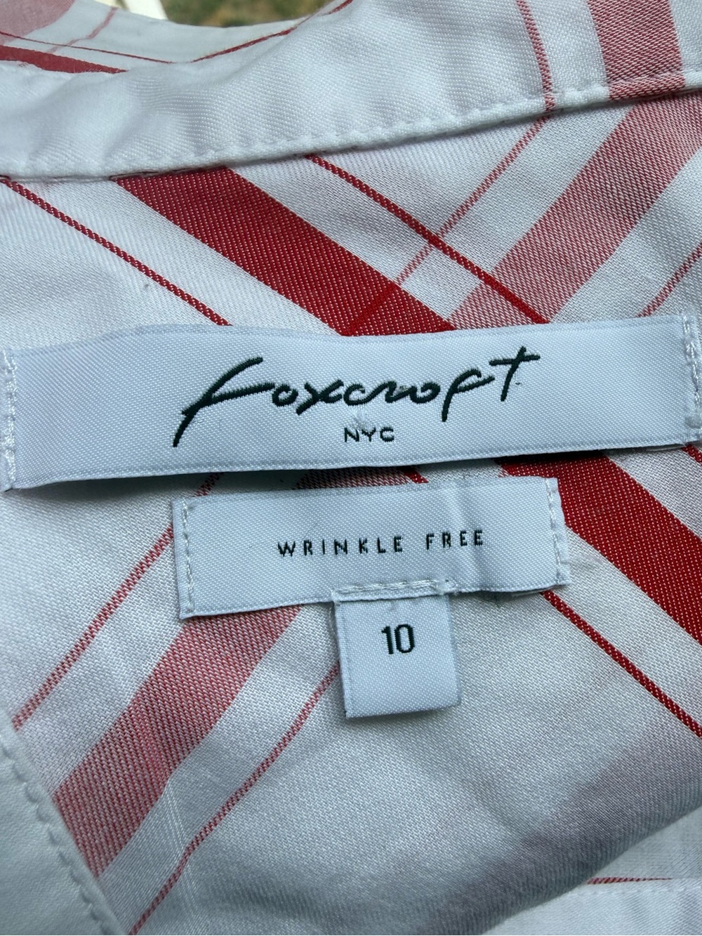 Foxcroft NYC Wrinkle Free Red White Plaid Button Front Long Sleeve Shirt 10 - Picture 4 of 10